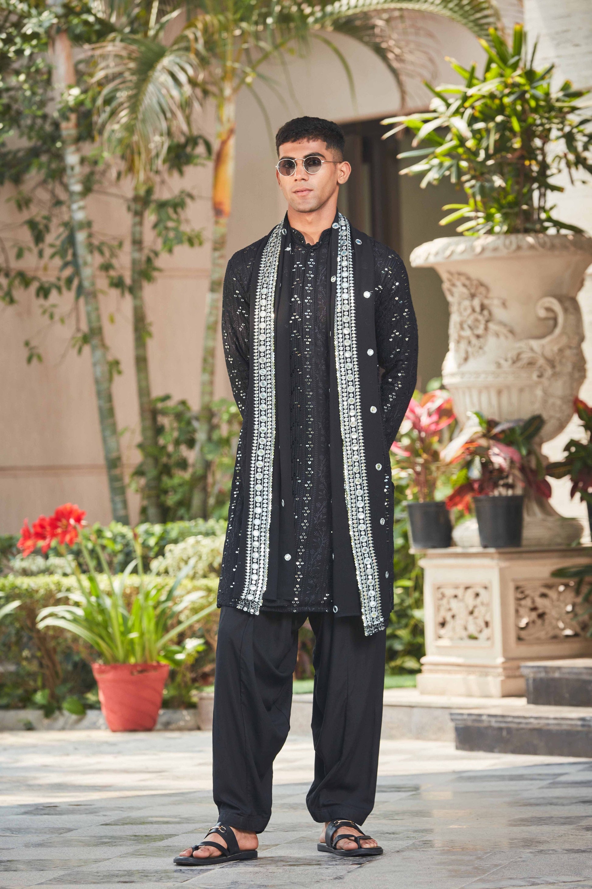 Bhima - Chikankari Kurta Set-Bohame-With Stole-XS-5'-5'4"-Urbanheer