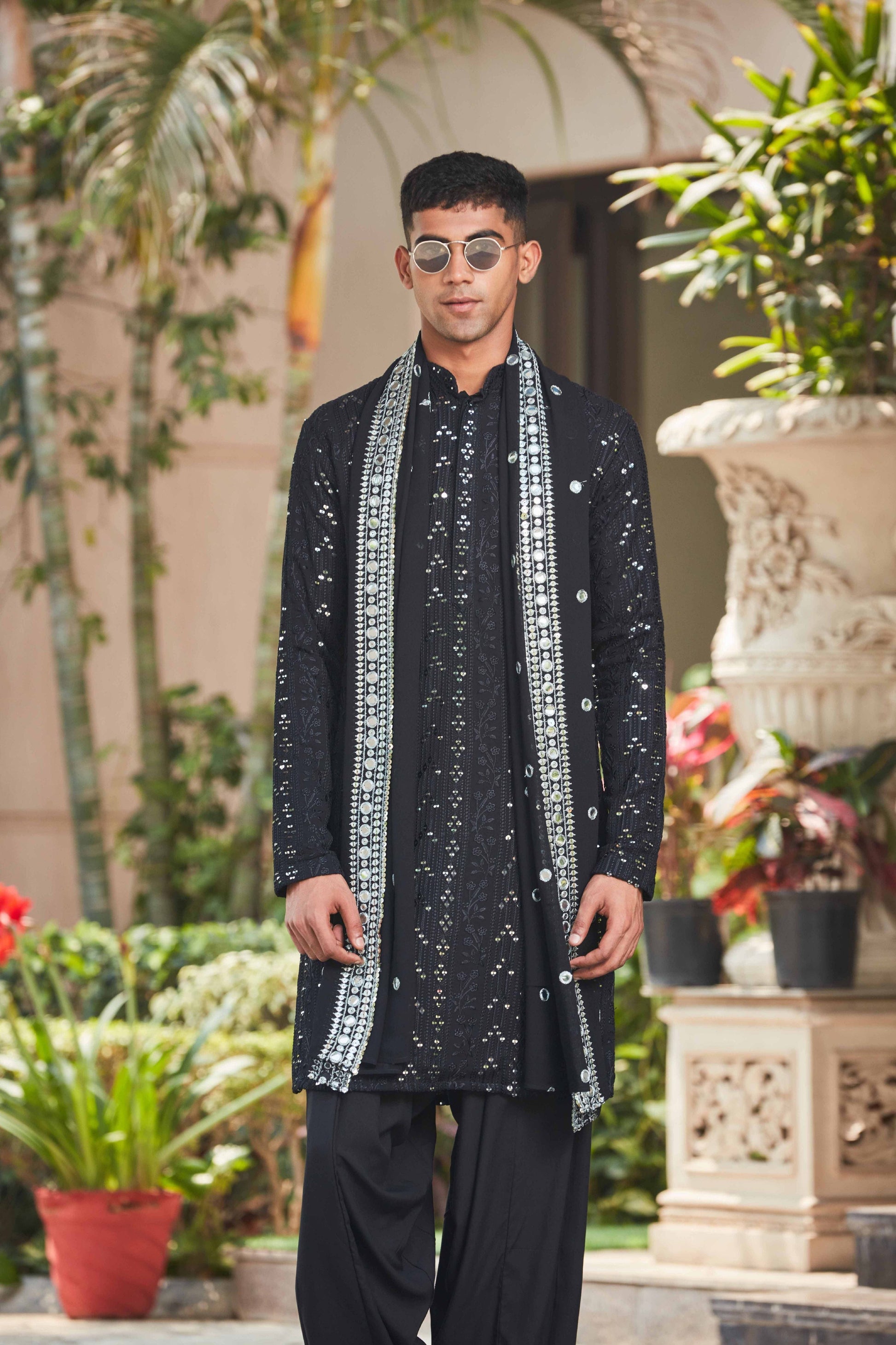 Bhima - Chikankari Kurta Set-Bohame-With Stole-XS-5'-5'4"-Urbanheer