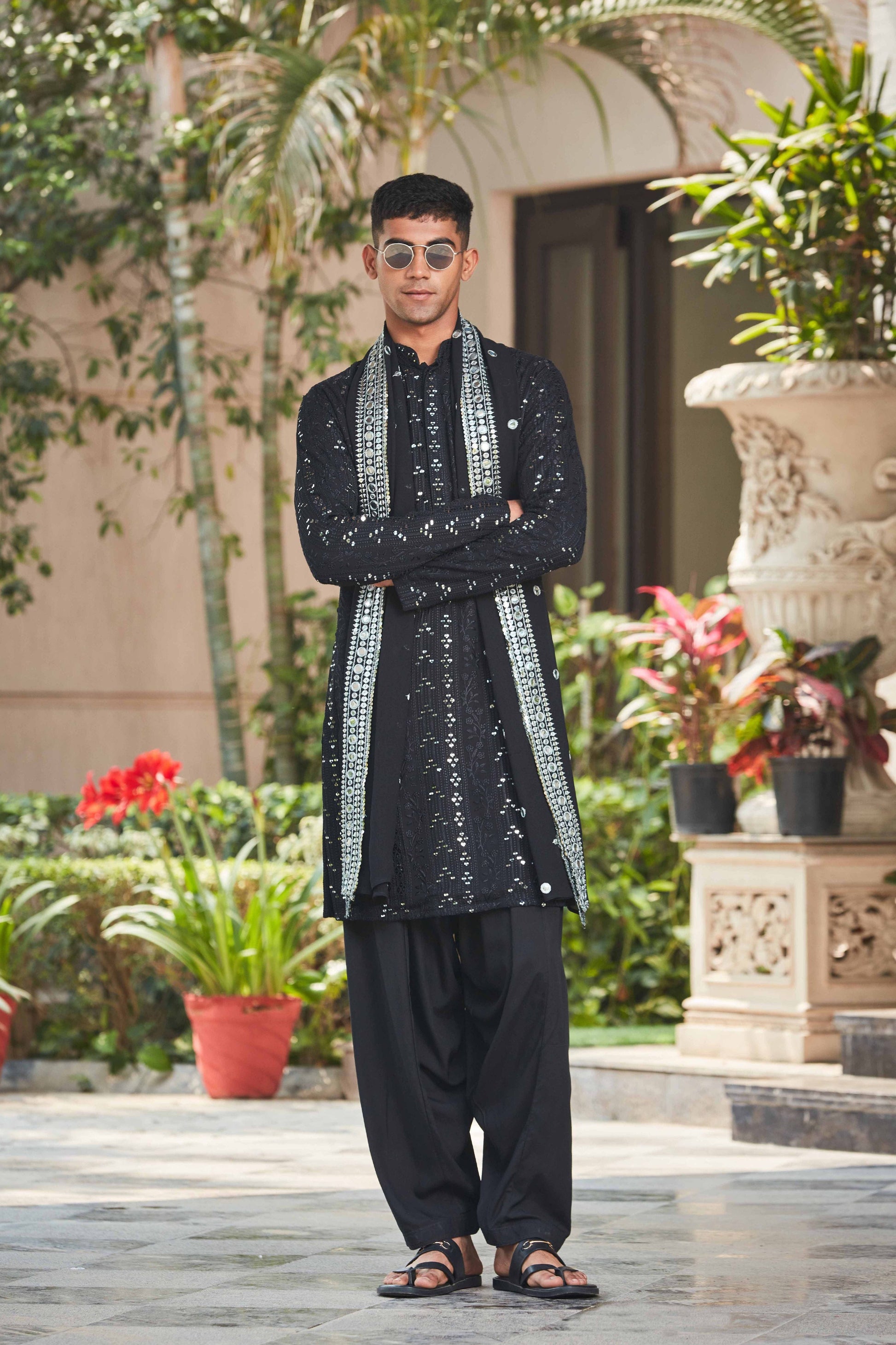 Bhima - Chikankari Kurta Set-Bohame-With Stole-XS-5'-5'4"-Urbanheer