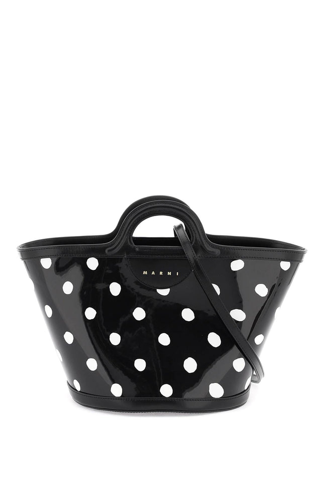 Marni patent leather tropicalia bucket bag with polka-dot pattern