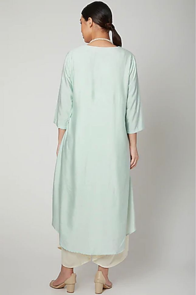 Dream- Mint Green & Off White Indo-Western Cowl Dress-Dress-Bohame-Urbanheer
