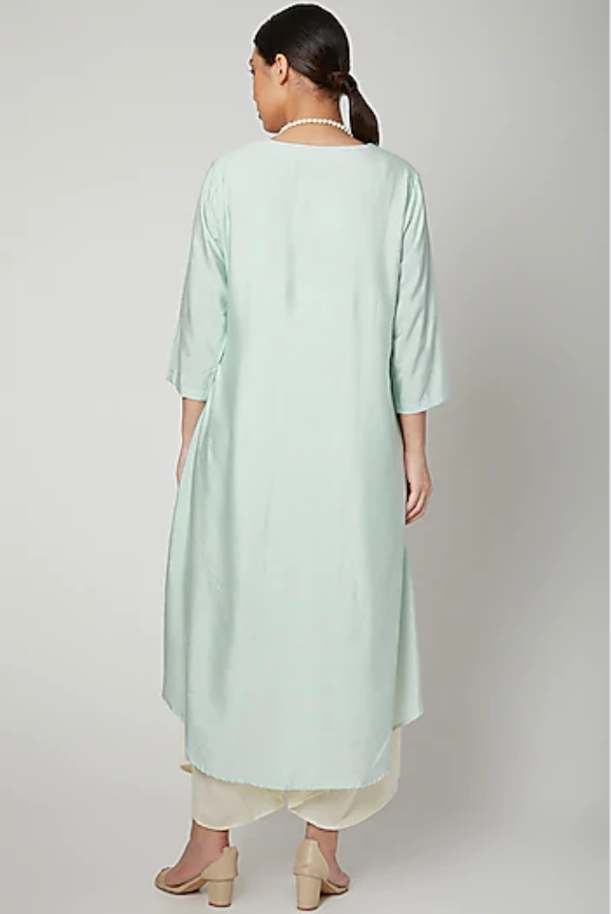 Dream- Mint Green & Off White Indo-Western Cowl Dress-Dress-Bohame-XS-Urbanheer