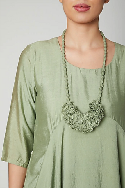 Nadia - Light Green Cowl Dress With Neck Piece-Dress-Bohame-Urbanheer