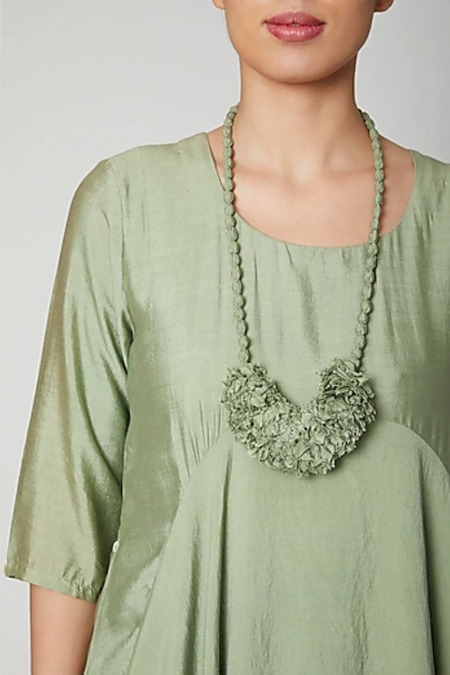 Nadia - Light Green Cowl Dress With Neck Piece-Bohame-Urbanheer