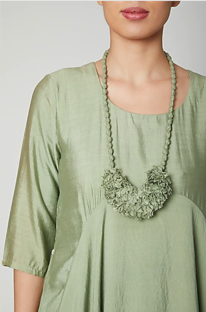 Nadia - Light Green Cowl Dress With Neck Piece-Dress-Bohame-XS-Urbanheer