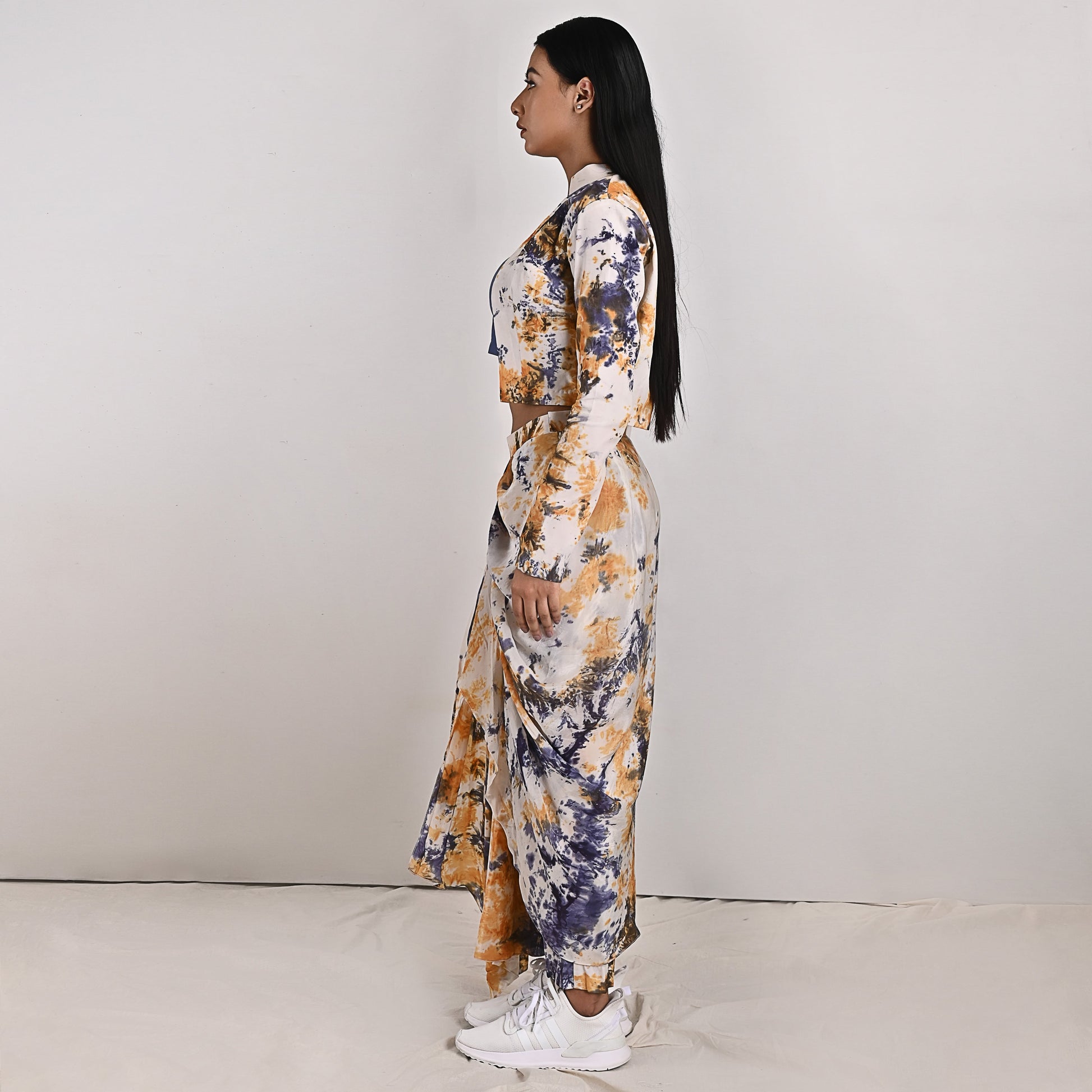 Jemina -Tie & Dye Concept Saree With Jacket-Concept Sari-Bohame-XS-Urbanheer