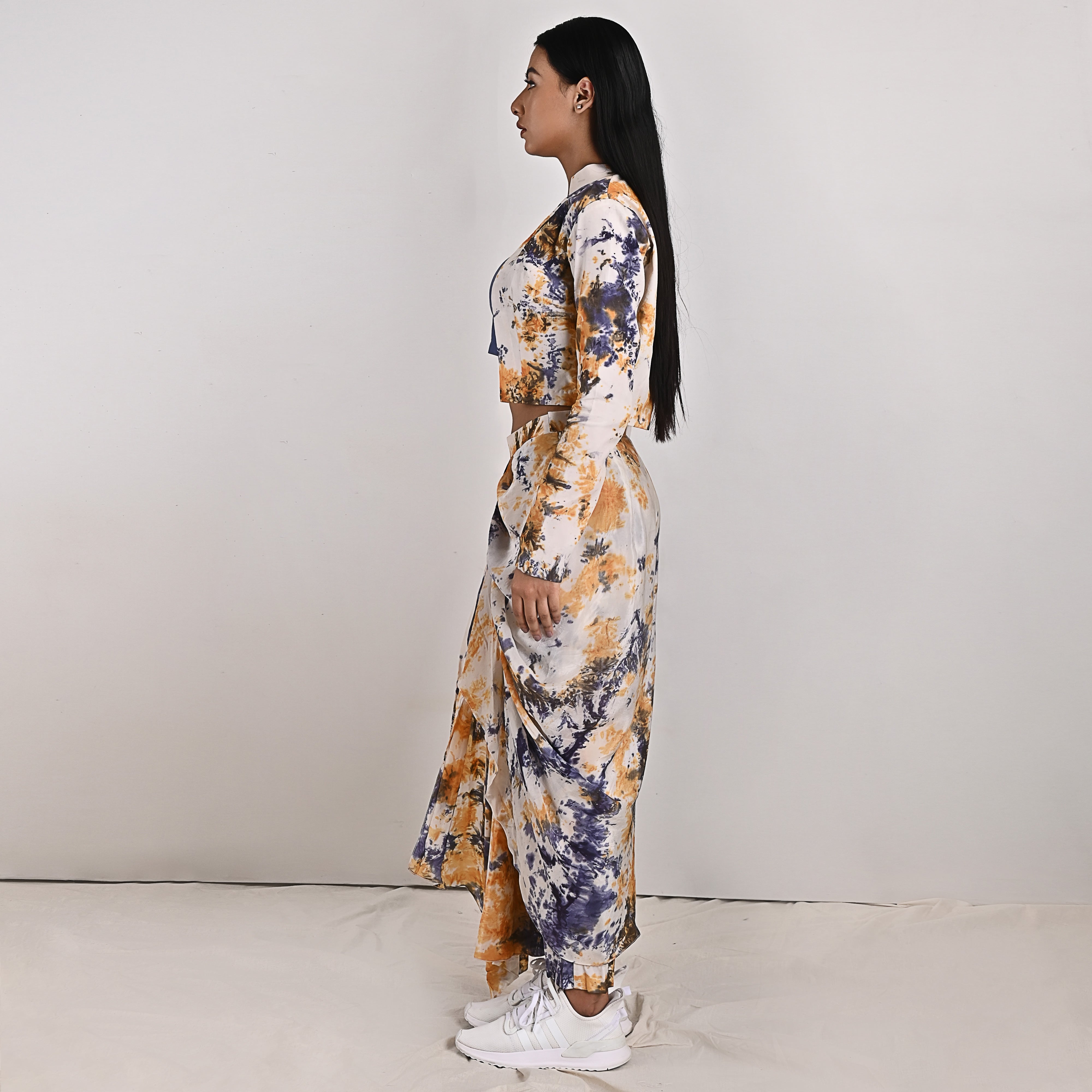 Jemina -Tie & Dye Concept Saree With Jacket-Concept Sari-Bohame-XS-Urbanheer