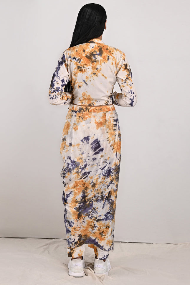 Jemina -Tie & Dye Concept Saree With Jacket-Bohame-Urbanheer