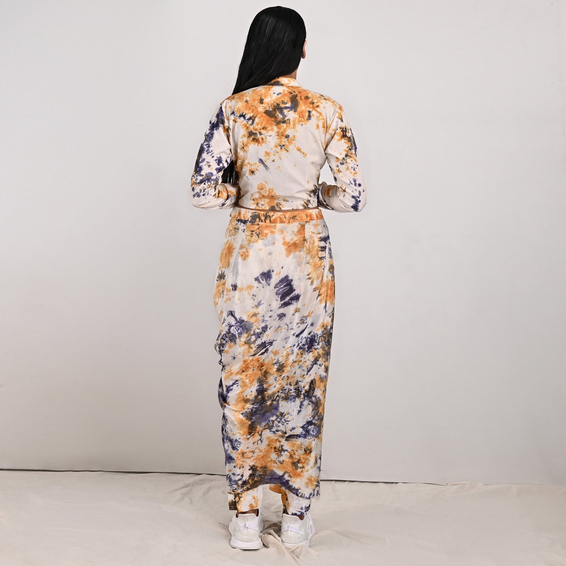 Jemina -Tie & Dye Concept Saree With Jacket-Concept Sari-Bohame-XS-Urbanheer