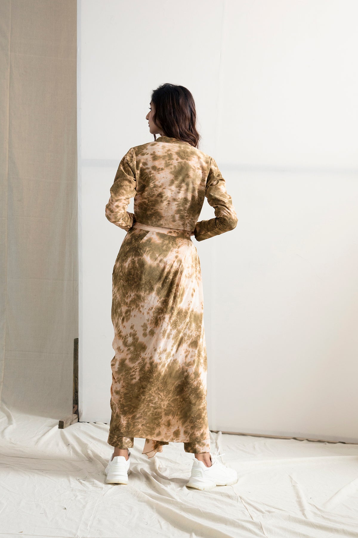 Jemina - Tie & Dye Jacket With Draped Pant & Bustier-Concept Sari-Bohame-XS-5'-5'4"-Urbanheer