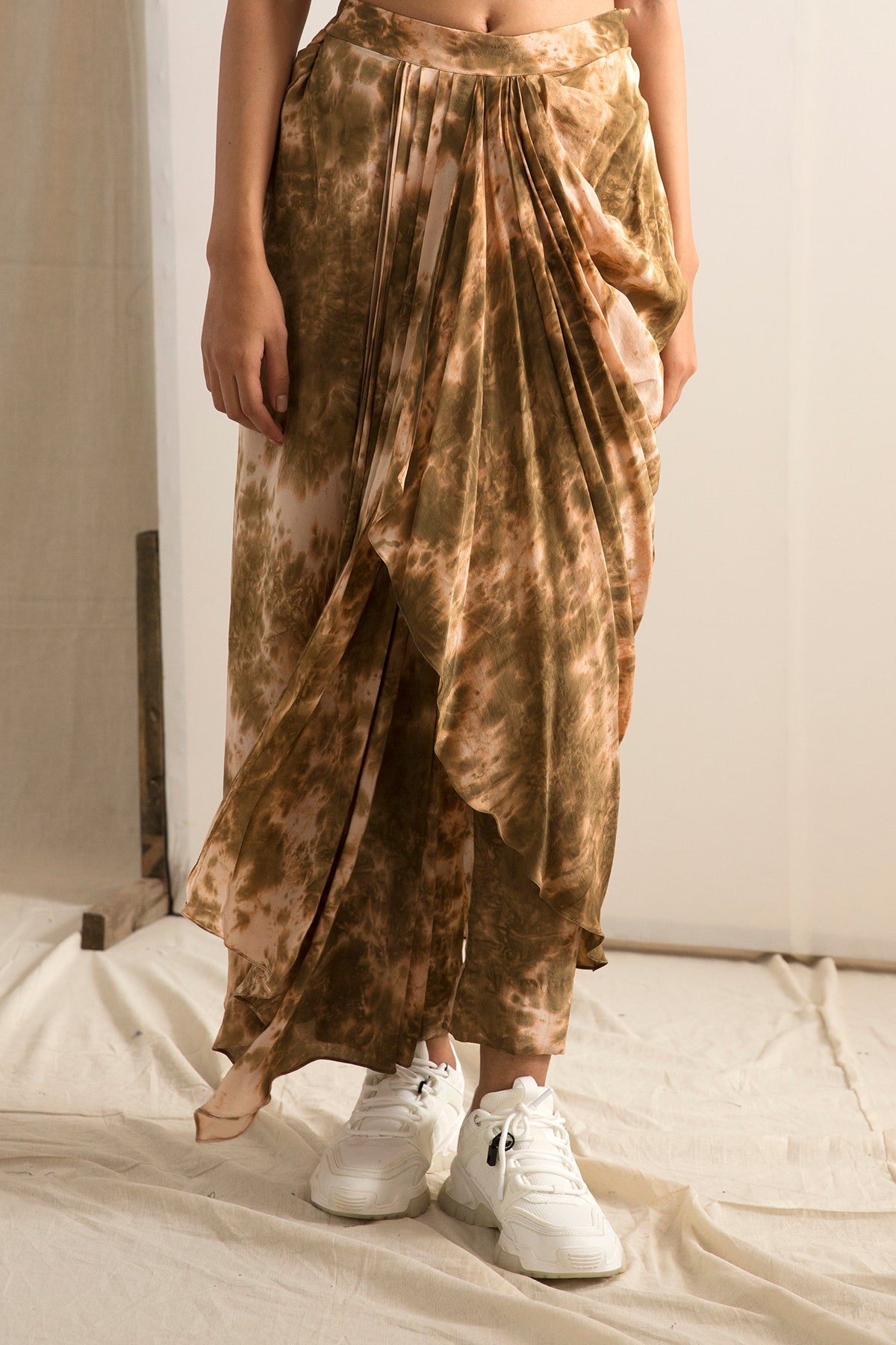 Jemina - Tie & Dye Jacket With Draped Pant & Bustier-Concept Sari-Bohame-XS-5'-5'4"-Urbanheer