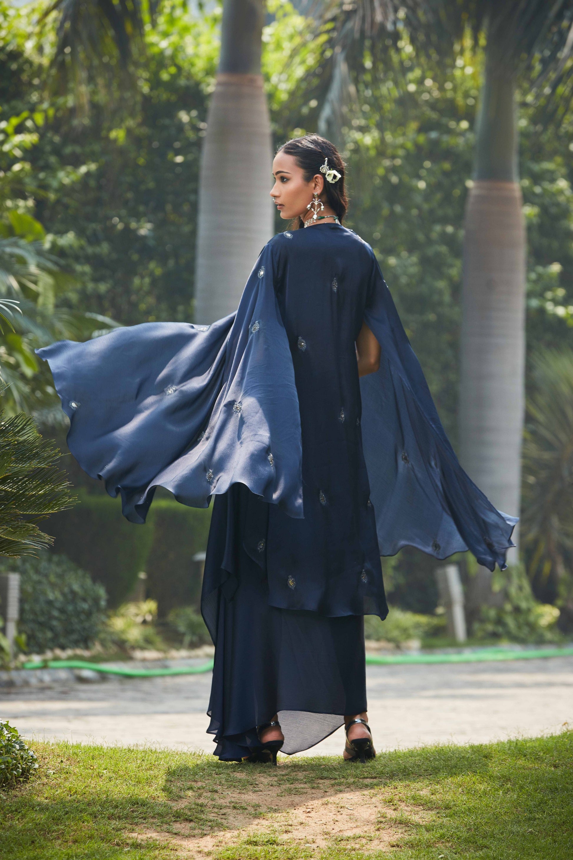 Nermin- Co-Ord Set-Bohame-XS-4'8"-5'2"-Navy Blue-Urbanheer