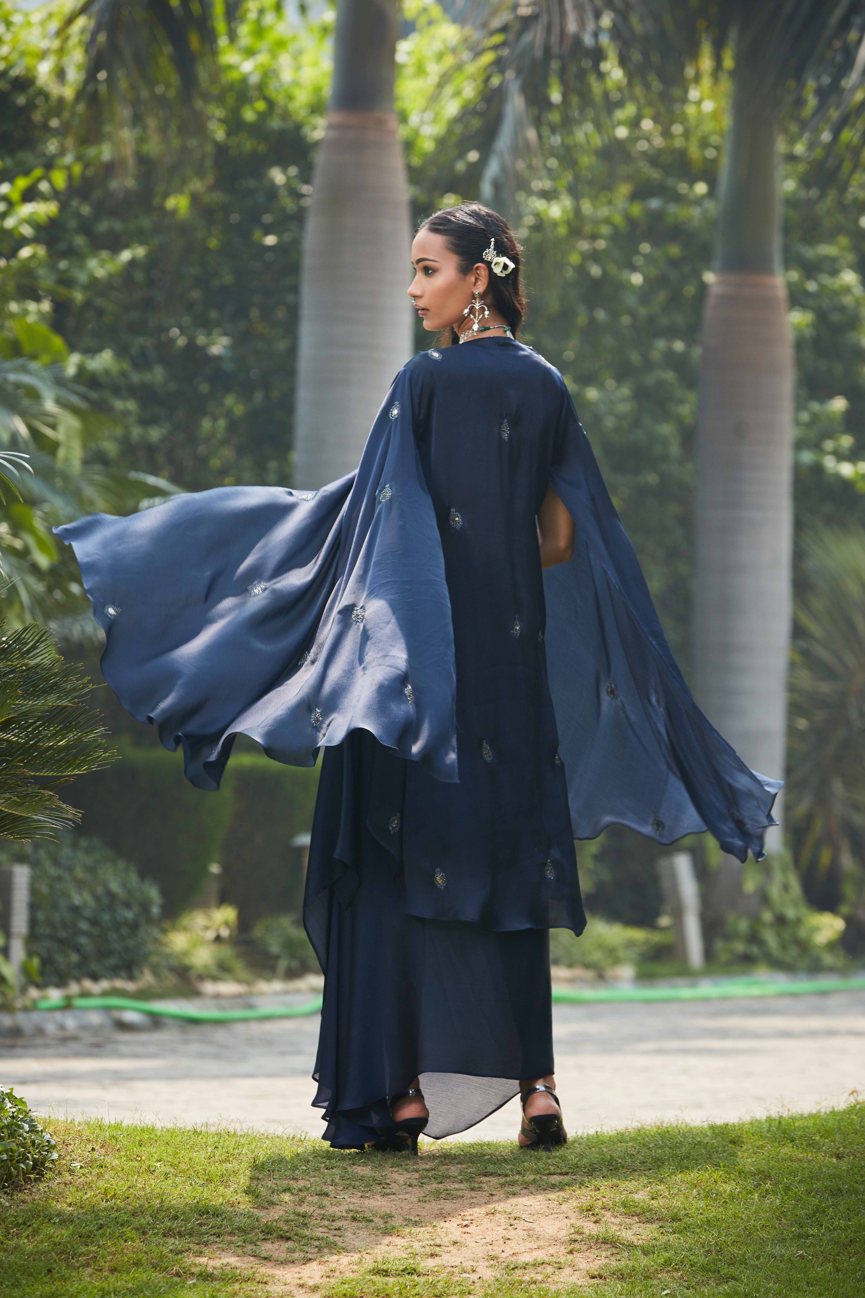 Nermin- Co-Ord Set-Bohame-XS-4'8"-5'2"-Navy Blue-Urbanheer