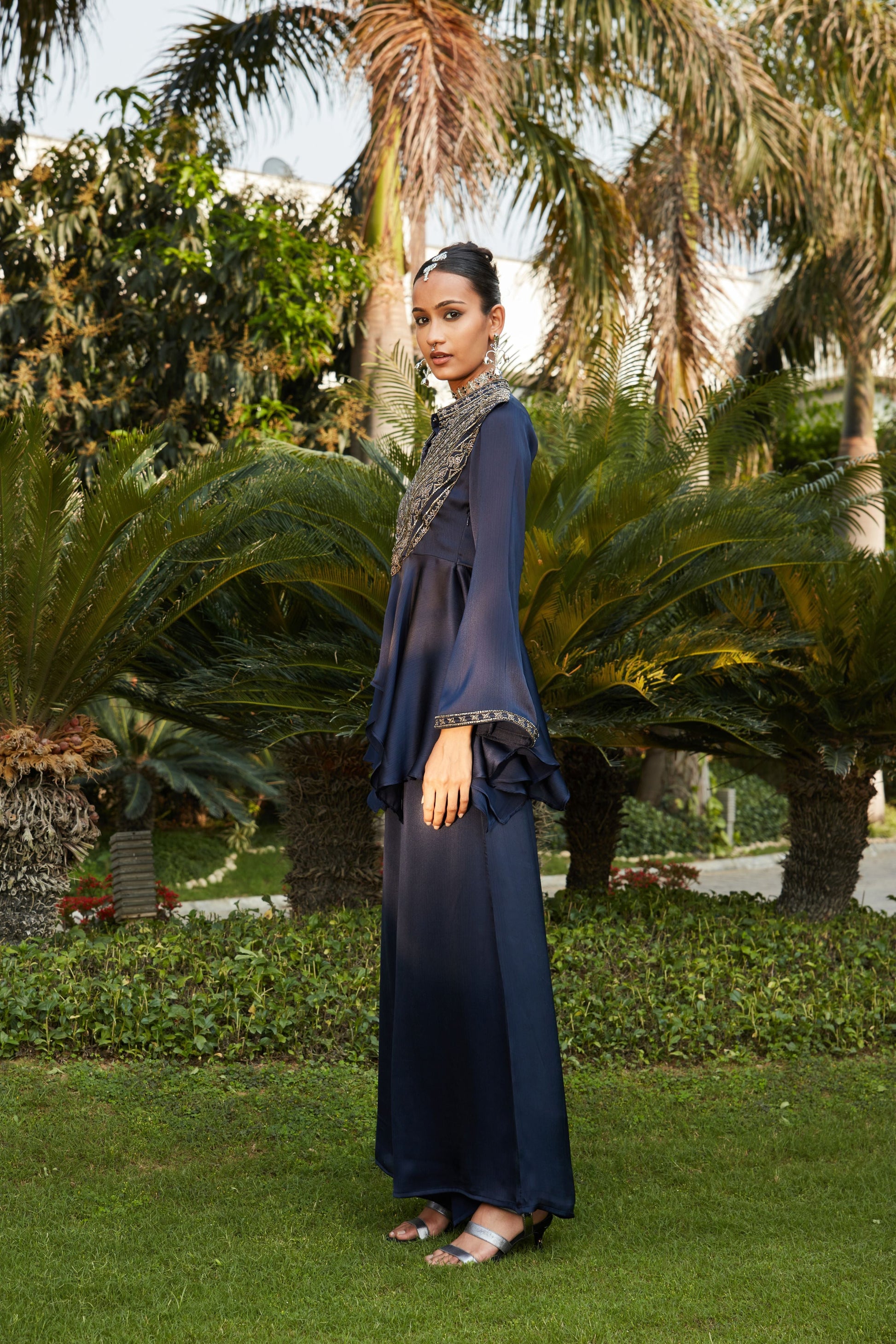 Zahrah- Co-Ord Set-Bohame-XS-4'8"-5'2"-Navy Blue-Urbanheer