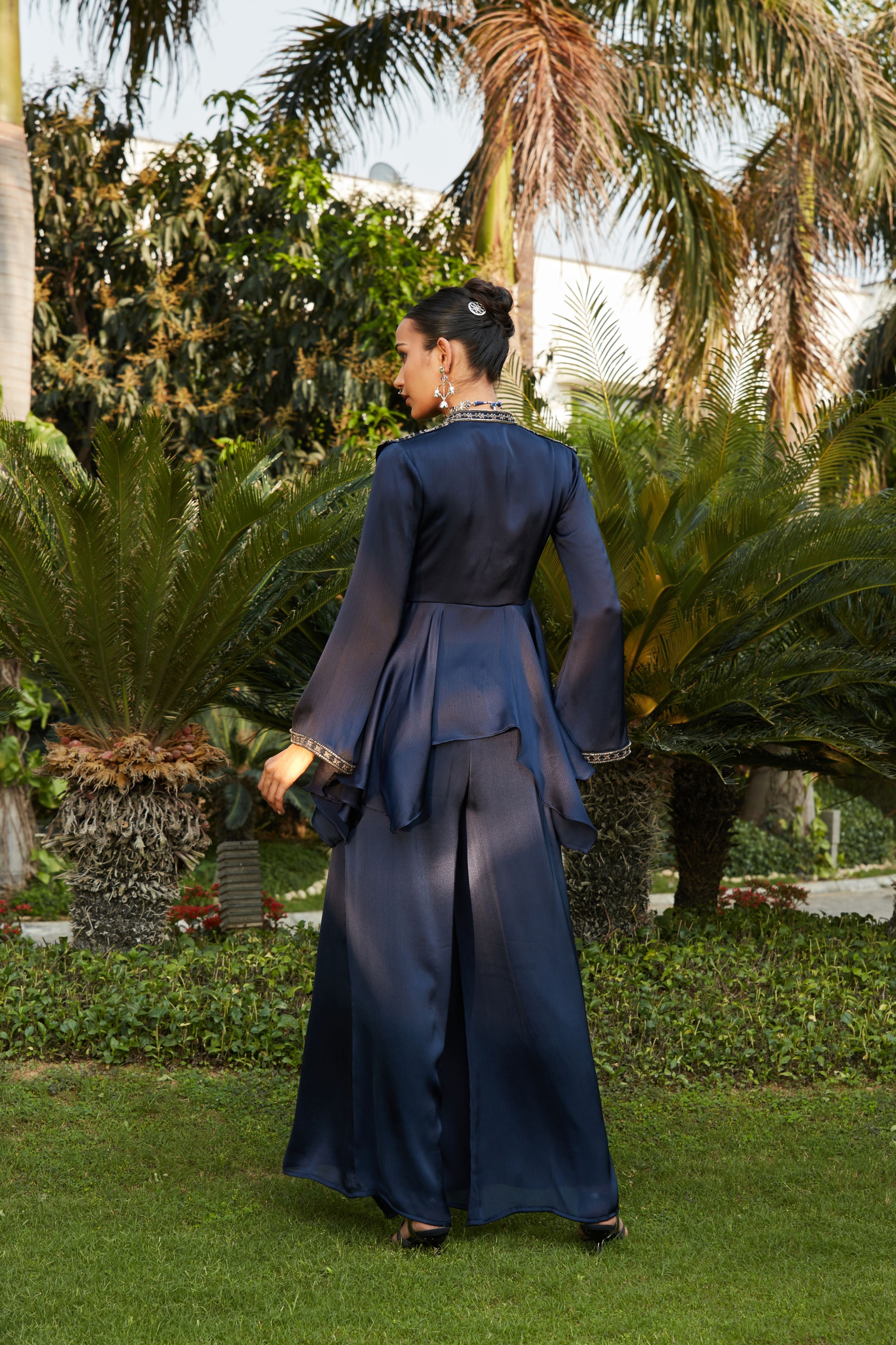 Zahrah- Co-Ord Set-Bohame-XS-4'8"-5'2"-Navy Blue-Urbanheer