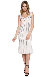 Bella Dress - Bustier lace mermaid dress with black piping detail-Peach Dionysus-0-white lace / tan lining / black contrast piping-Urbanheer