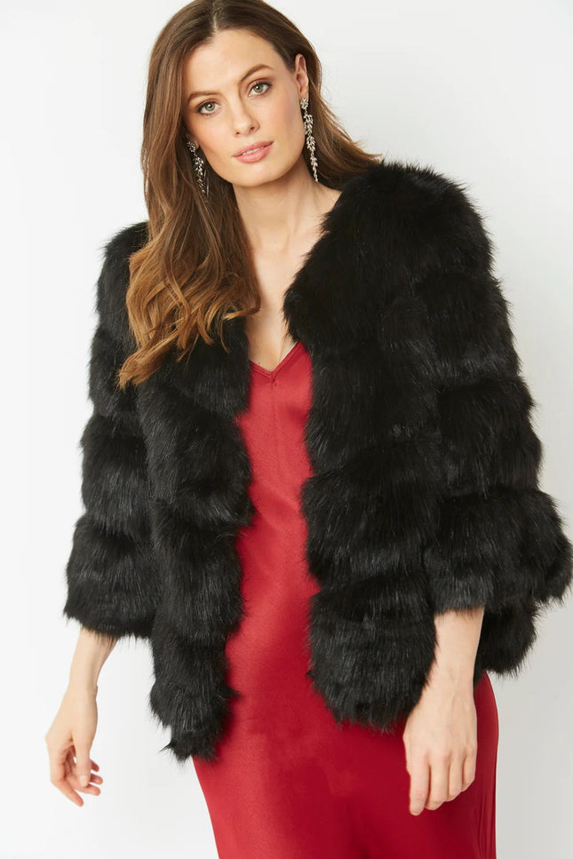 Black Faux Fur Ella Coat-Faux Fur Coats-Buy Me Fur Ltd-One Size-Black-Faux Fur-Urbanheer