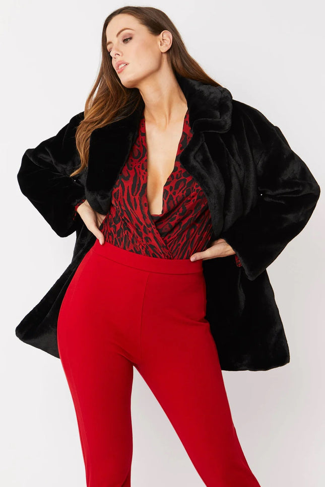 Black Faux Fur Midi Coat-Clothing - Women-Buy Me Fur Ltd-One Size-Black-Faux Fur-Urbanheer