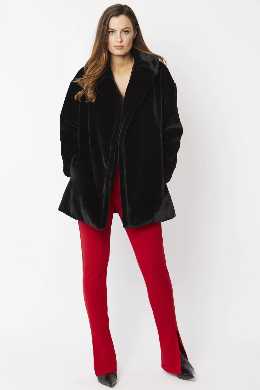 Black Faux Fur Midi Coat-Clothing - Women-Buy Me Fur Ltd-One Size-Black-Faux Fur-Urbanheer