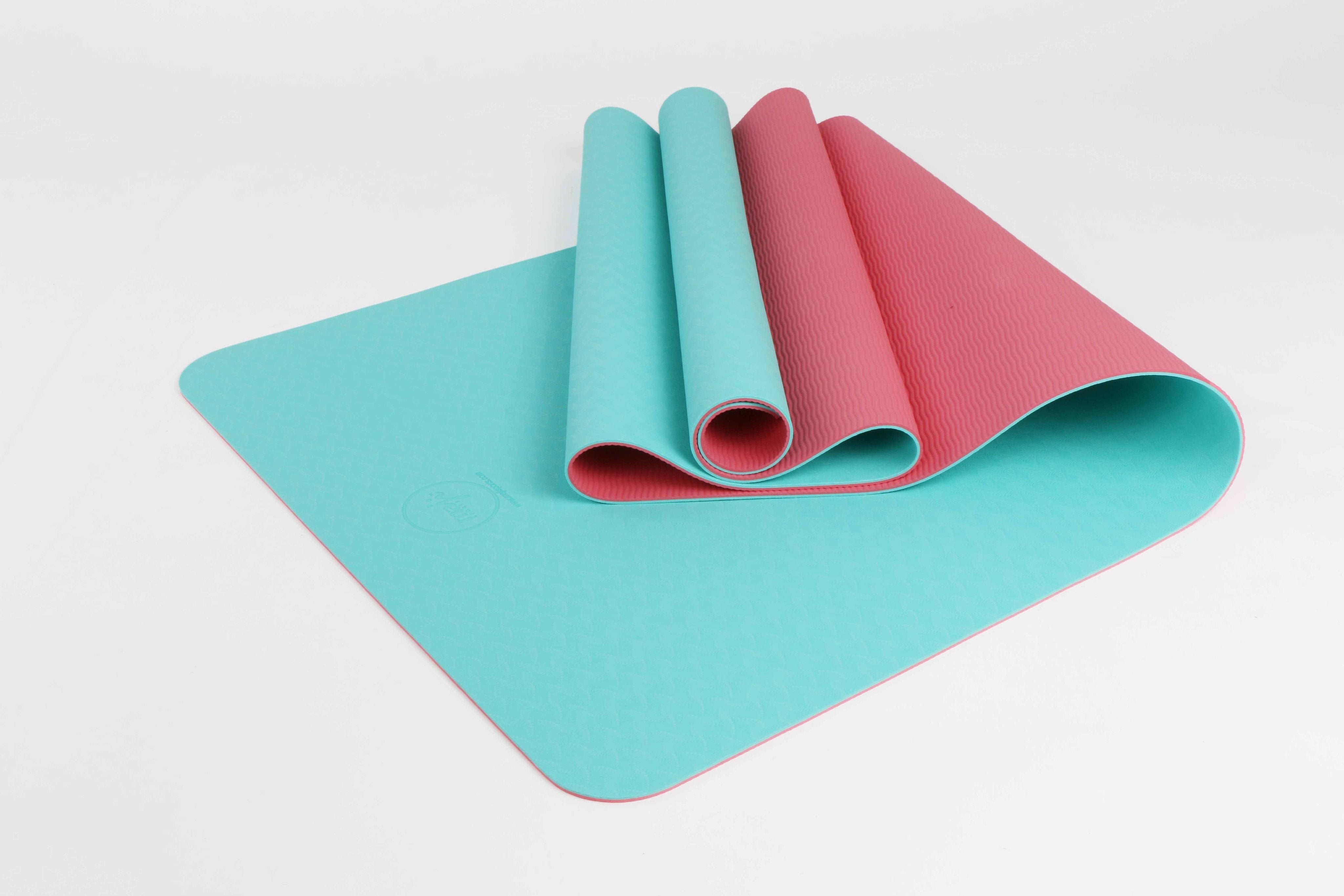 2 Tone Tpe Premium Yoga Mat-Majisports-1760Blue/Pink-Urbanheer