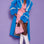 Blue Faux Leather Trench Coat with Faux Fur Collar-0