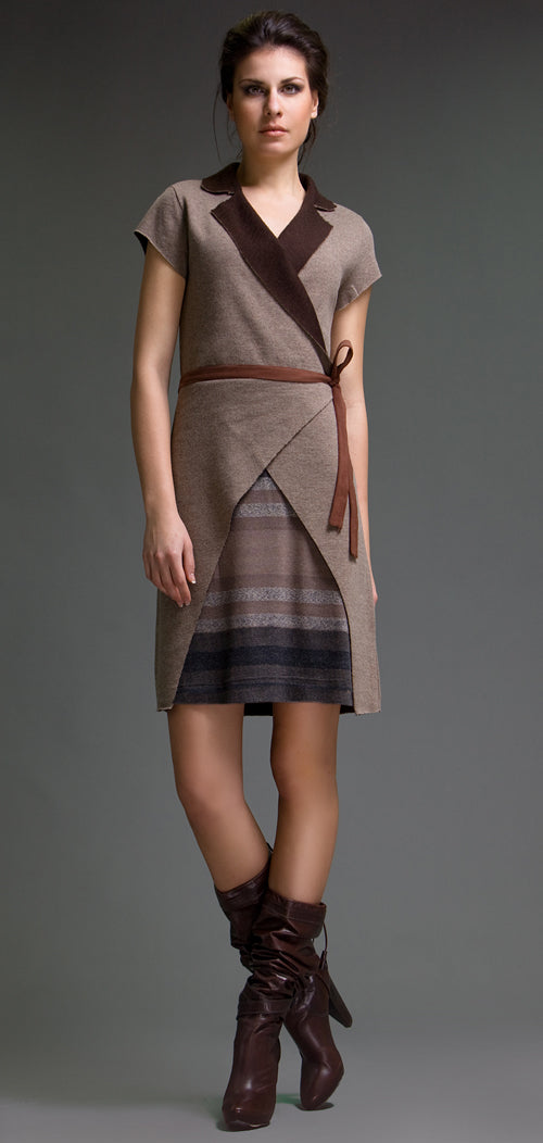 Cap Sleeve Dress in Two Fabrics-Conquista-36-Urbanheer