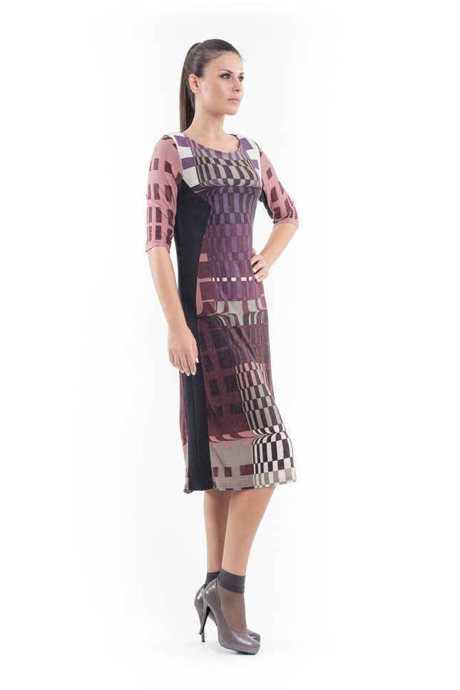 Geometric Pattern Sweater Dress-Conquista-36-Urbanheer