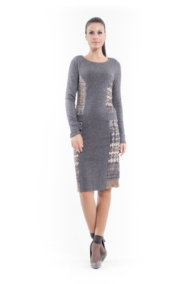 Patterned Straight Sweater Dress-Conquista-36-Urbanheer