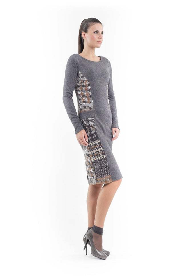 Patterned Straight Sweater Dress-Conquista-36-Urbanheer