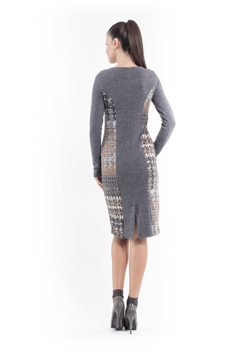 Patterned Straight Sweater Dress-Conquista-36-Urbanheer