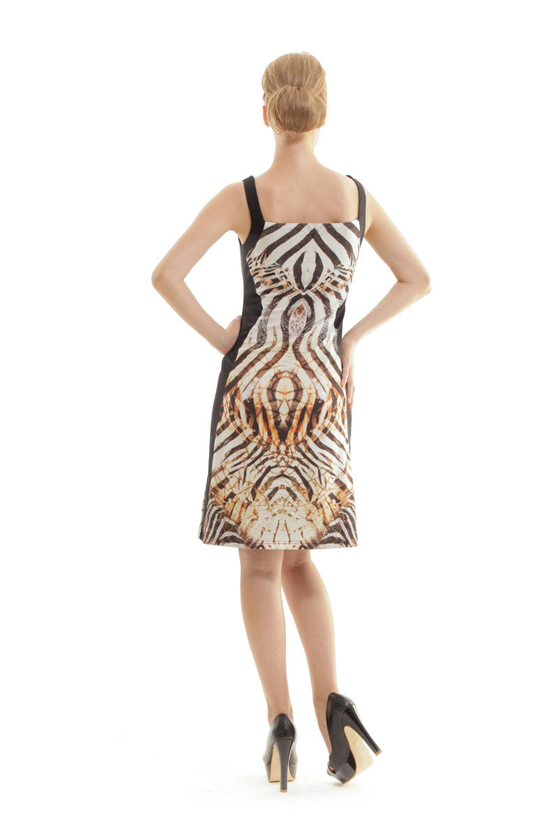 Panel Detail Animal Print Dress-Dresses-Conquista-36-Urbanheer