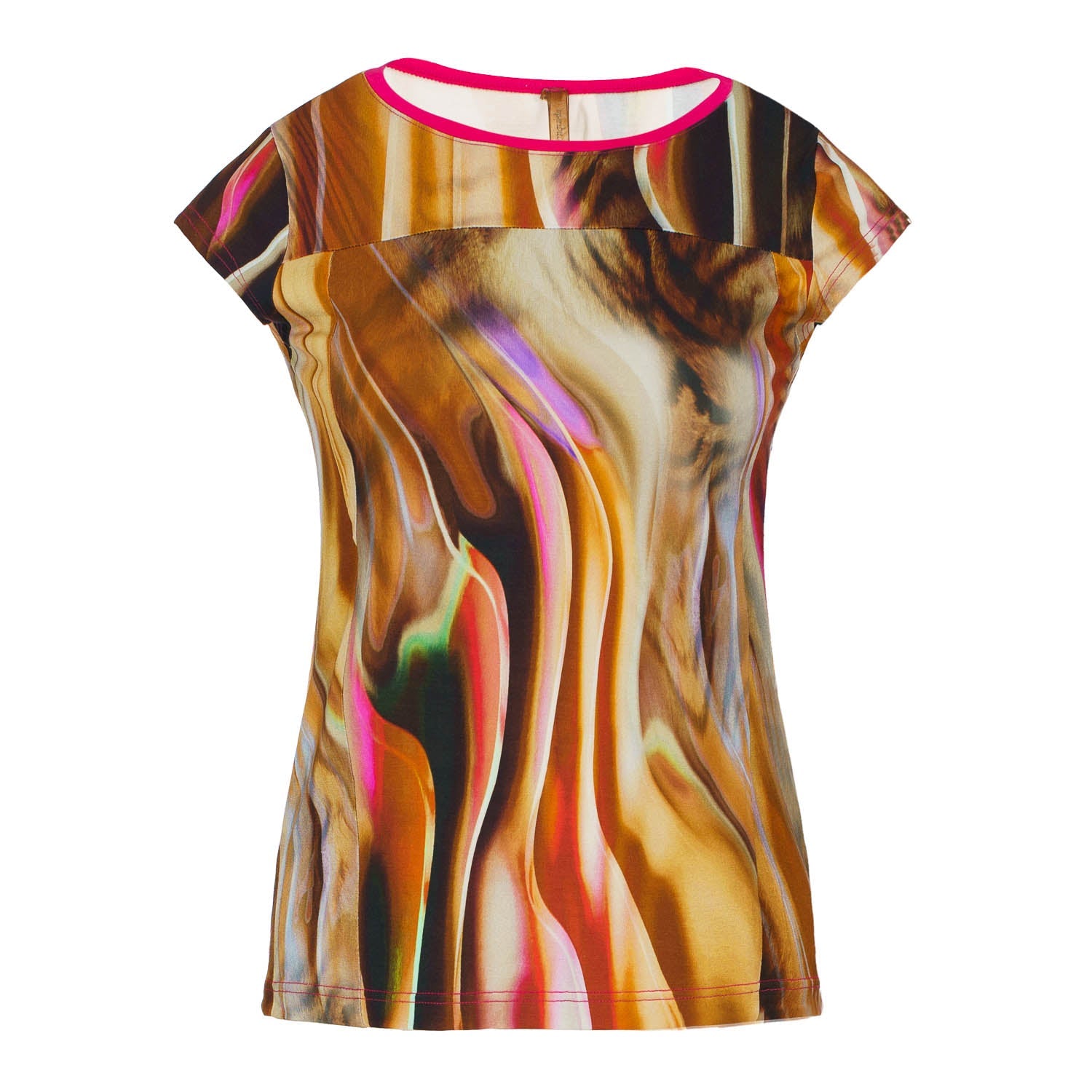 Print Cap Sleeve Top With Trim Detail-Tops-Conquista-40-Urbanheer