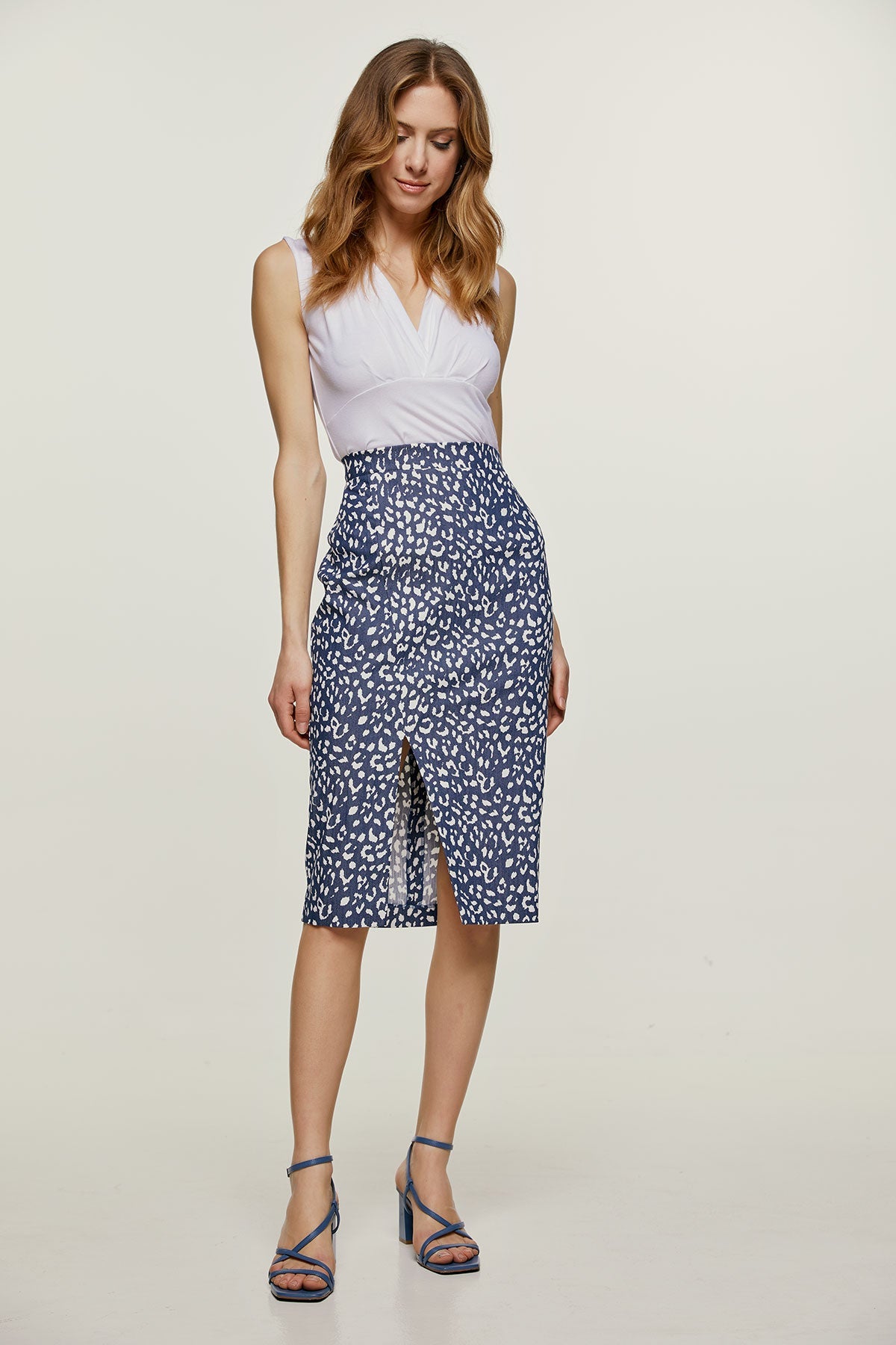 White Faux Wrap Sleeveless Top-Conquista-38-Urbanheer