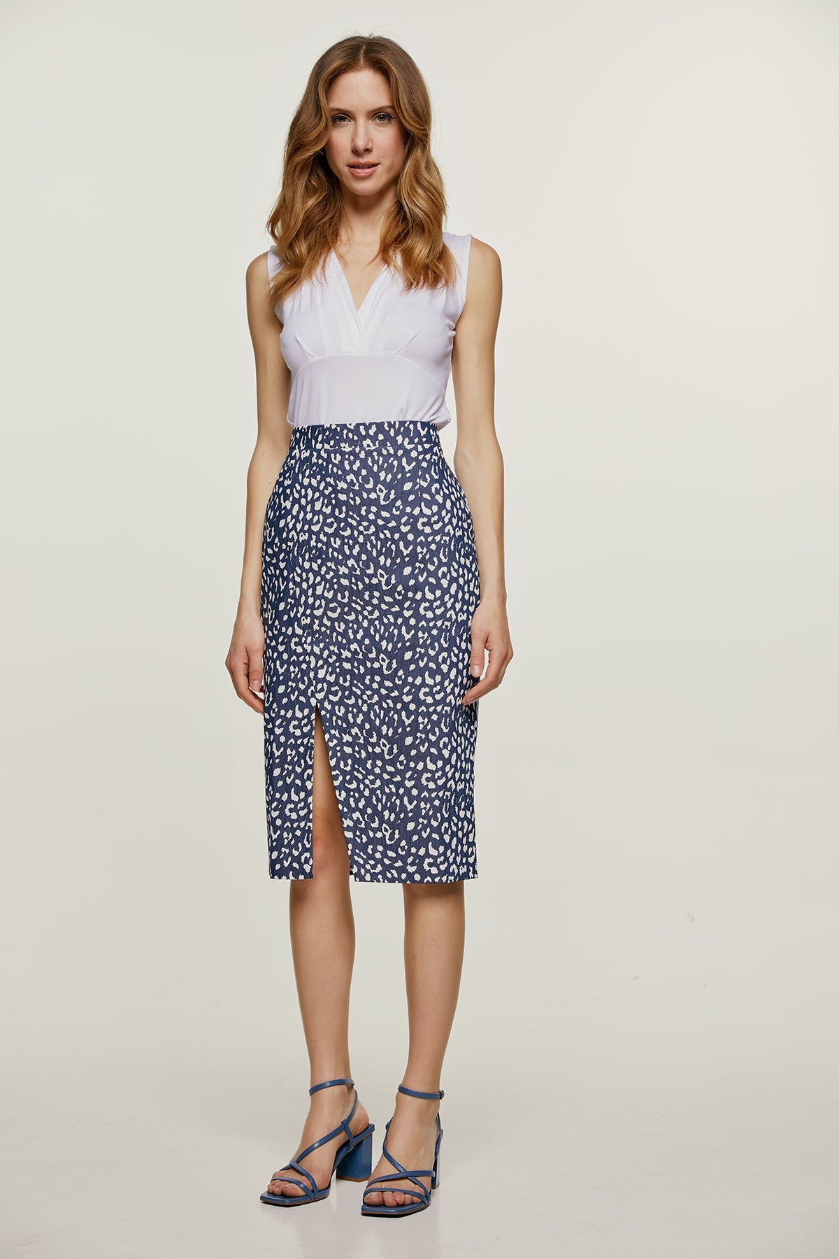 White Faux Wrap Sleeveless Top-Conquista-38-Urbanheer
