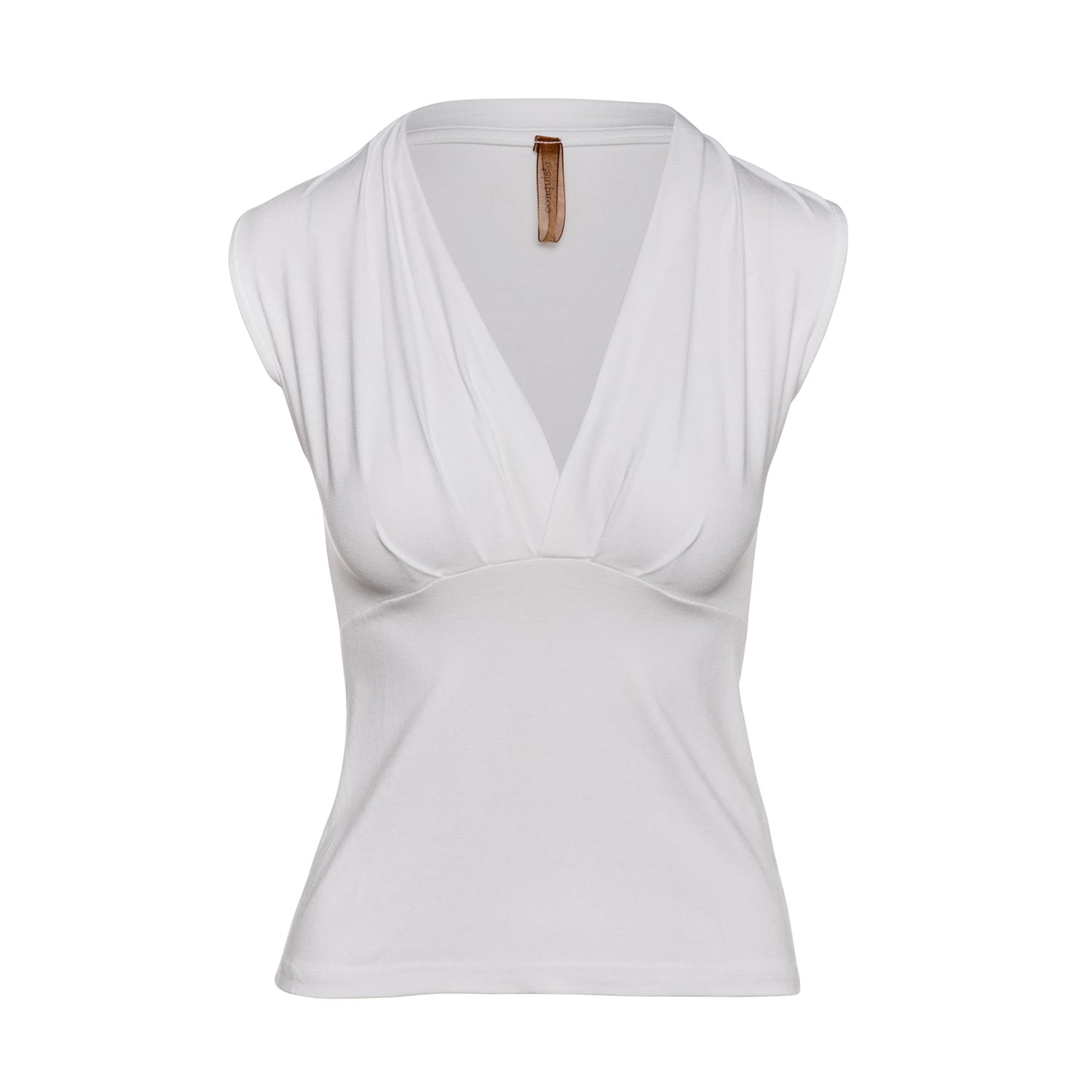 White Faux Wrap Sleeveless Top-Conquista-38-Urbanheer