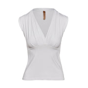 White Faux Wrap Sleeveless Top-Conquista-38-Urbanheer
