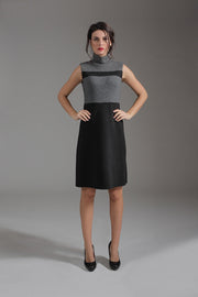 Three Fabric Sleeveless Jersey Dress In Shades Of Grey-Conquista-36-Urbanheer