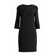 Straight Dress With Fur Detail.-Conquista-34-Urbanheer