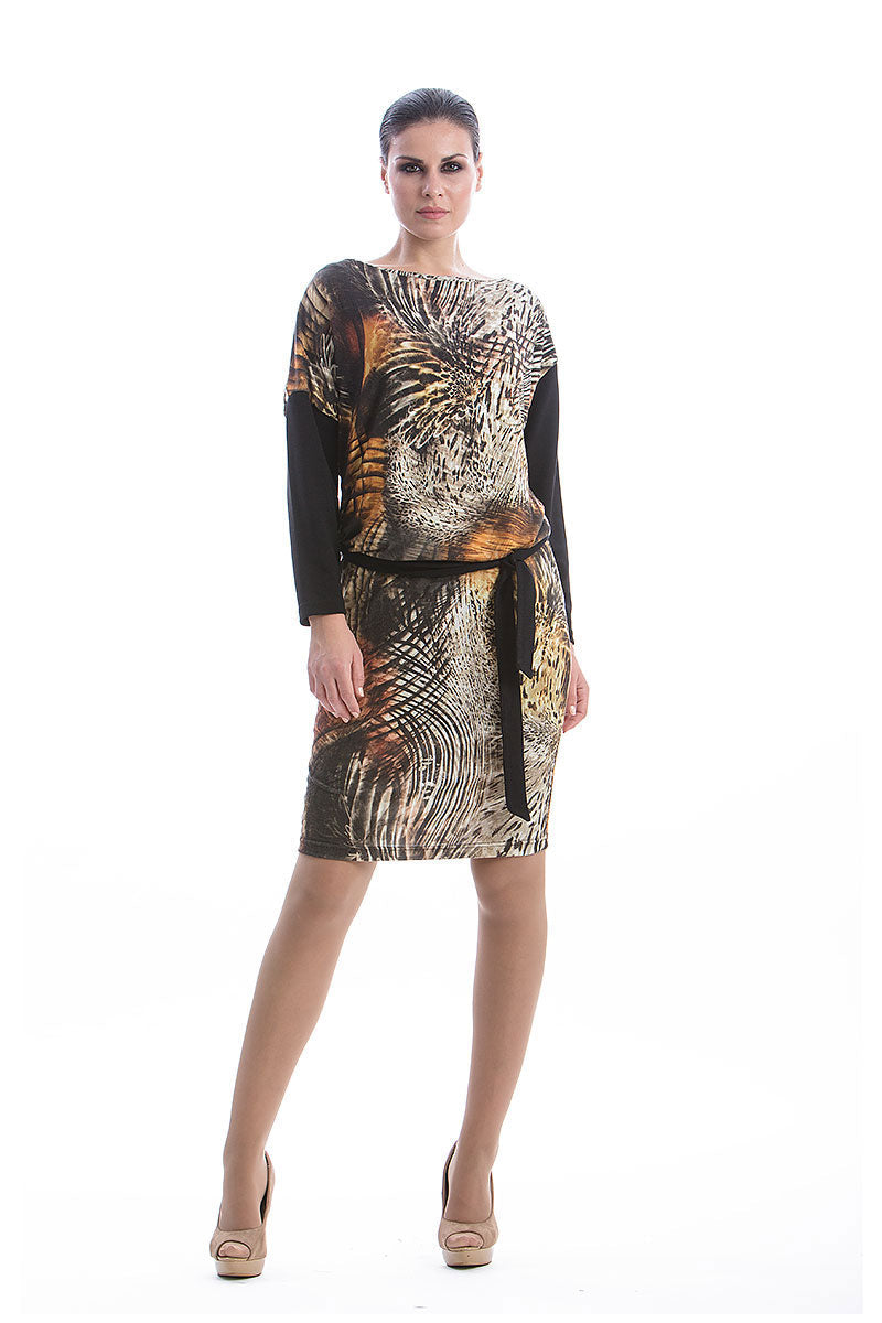 Animal Print Dress in Black-Conquista-38-Urbanheer