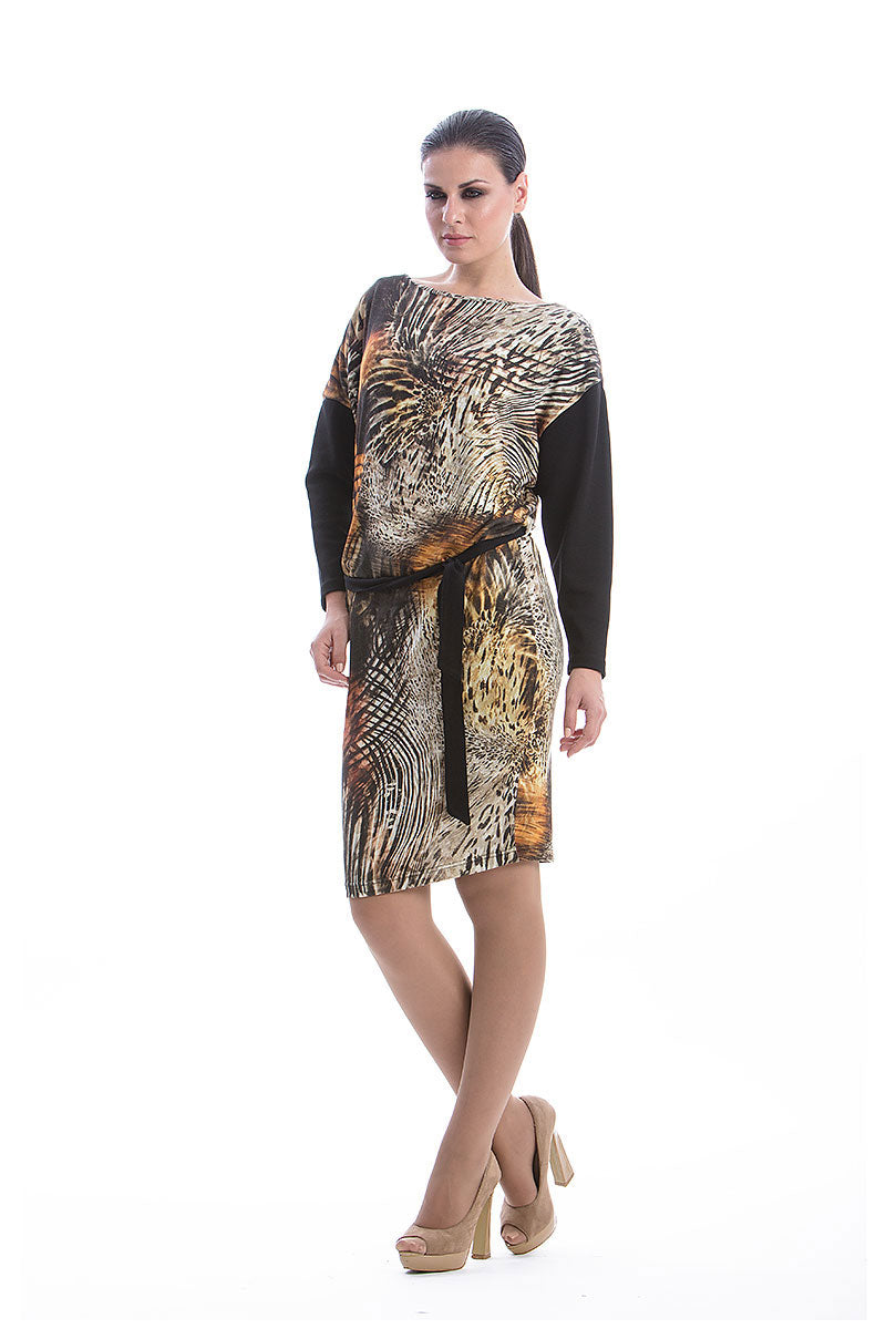 Animal Print Dress in Black-Conquista-38-Urbanheer