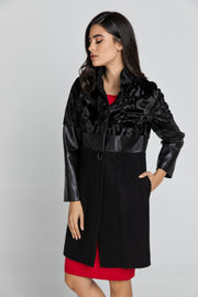 Black Three Fabric Coat Conquista Fashion-Outerwear-Conquista-40-Urbanheer