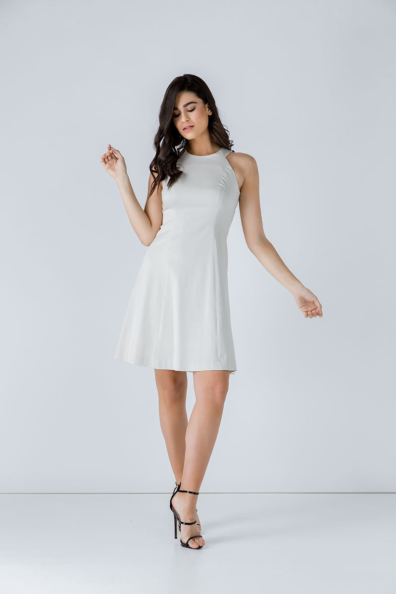 A Line Sleeveless Sand Dress-Conquista-42-Urbanheer