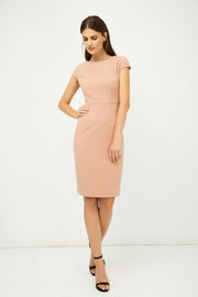 Solid Colour Dress With Cap Sleeves Old Rose Color.-Dresses-Conquista-36-Urbanheer