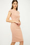 Solid Colour Dress With Cap Sleeves Old Rose Color.-Dresses-Conquista-36-Urbanheer