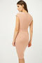 Solid Colour Dress With Cap Sleeves Old Rose Color.-Dresses-Conquista-36-Urbanheer