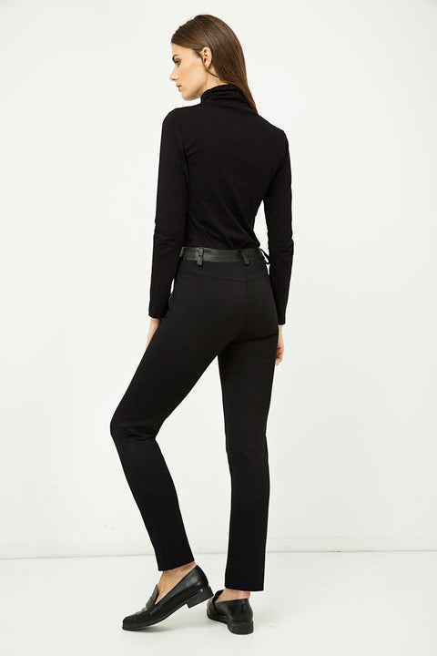 Mid Rise Pleather Detail Jeggings Black-Conquista-38-Urbanheer