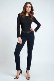 Mid Rise Pleather Detail Jeggings-PANTS-Conquista-38-Urbanheer