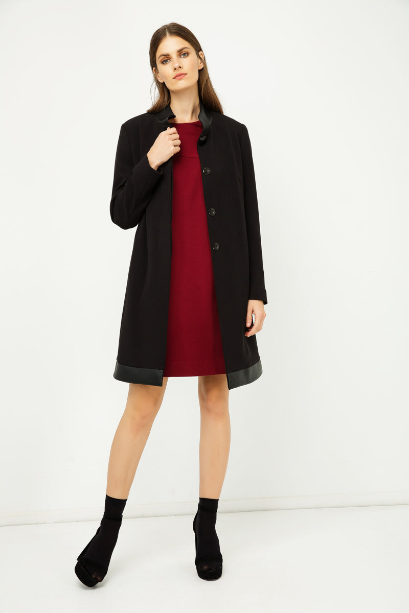 Black Coat with Pleather Detail-Conquista-40-Urbanheer