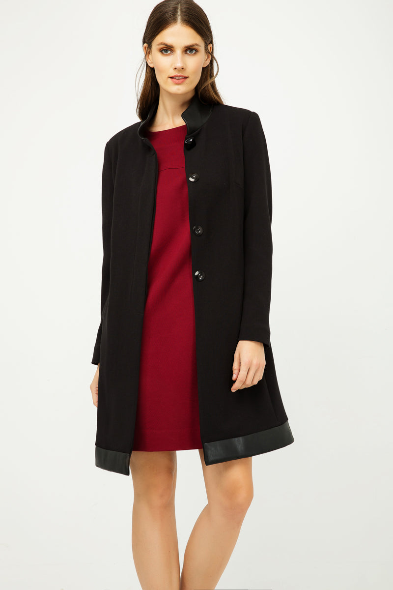 Black Coat with Pleather Detail-Conquista-40-Urbanheer