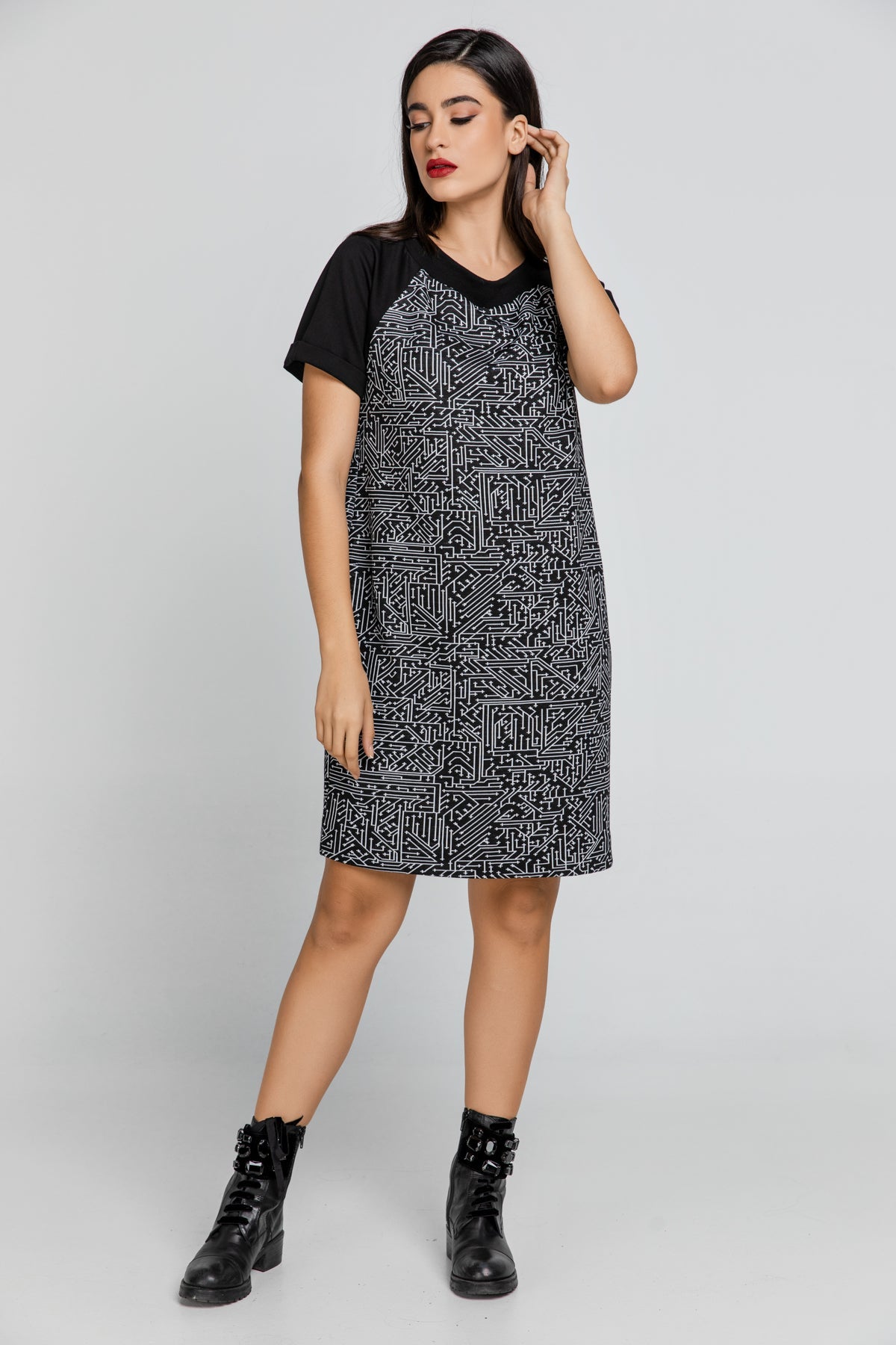 Black and White A Line Dress Conquista Fashion-Conquista-38-Urbanheer